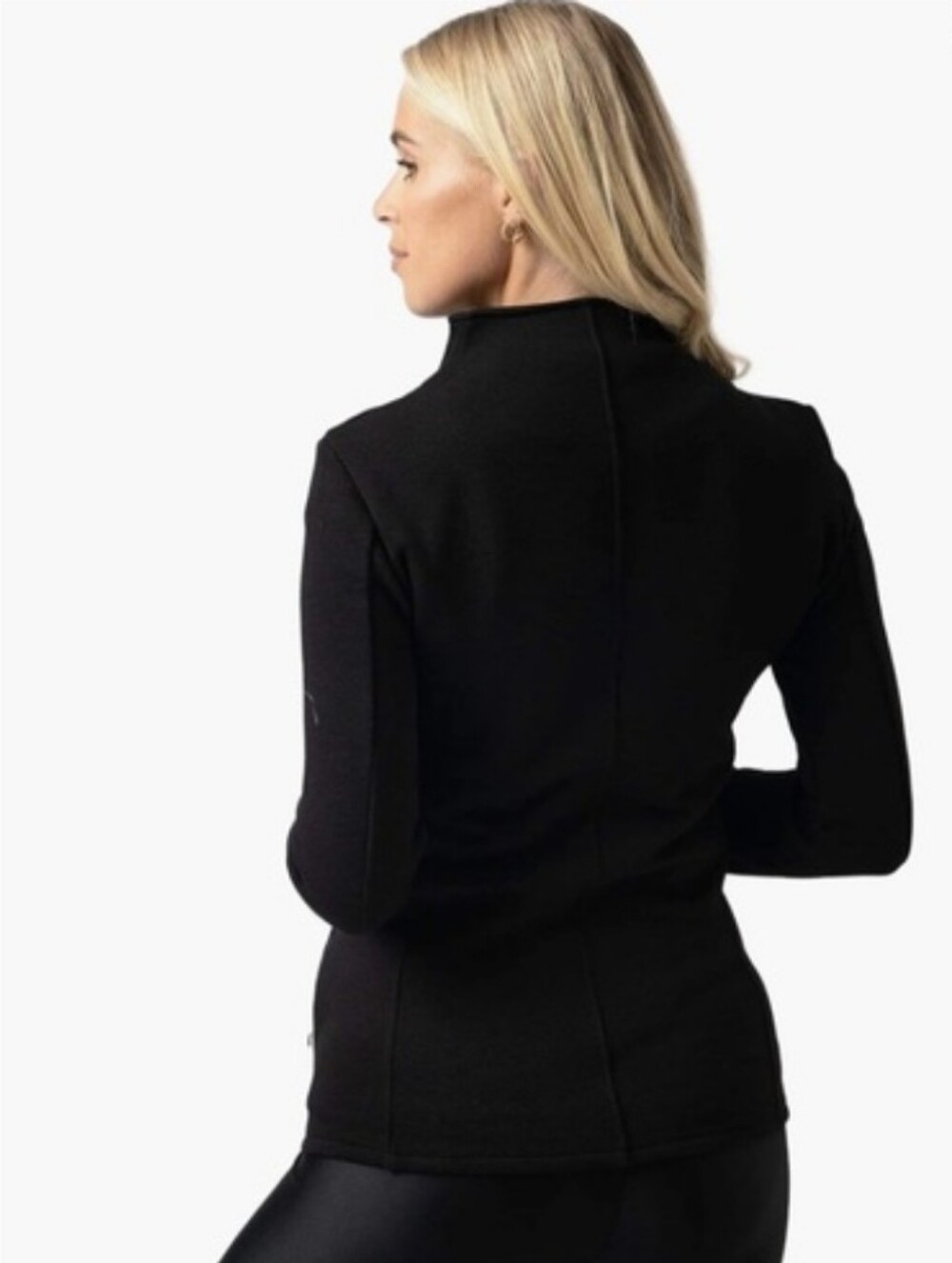 Saint + Sofia Organic Cotton Asymmetric Zip Knit Moto Biker Jacket Size 6 Black - Picture 3 of 16